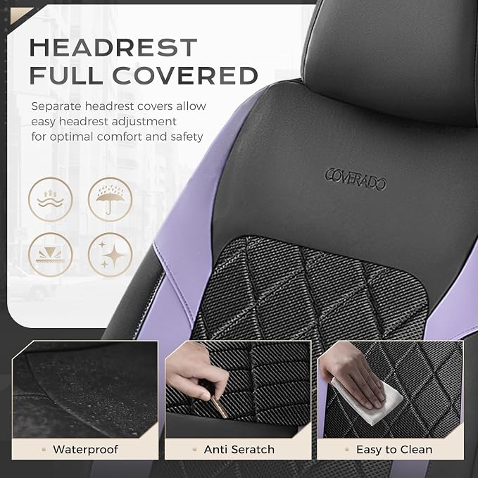 Coverado Car Seat Covers, Seat Covers Full Set, 5 Seats Automotive Seat Cover, Mesh Breathable Seat Protectors, Universal Fit for Most Cars - Image 4