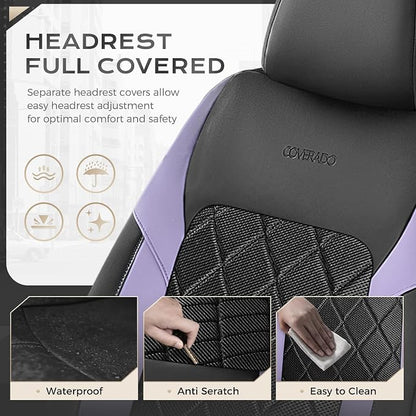 Coverado Car Seat Covers, Seat Covers Full Set, 5 Seats Automotive Seat Cover, Mesh Breathable Seat Protectors, Universal Fit for Most Cars - Image 4