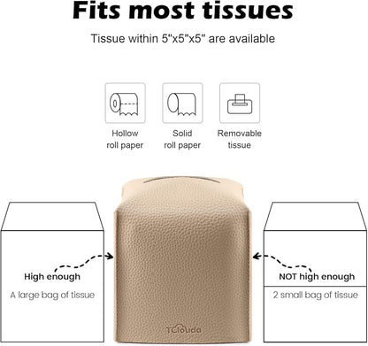 Tissue Box Cover, Tclouda, Modern PU Leather Square Tissue Box Holder for Creative Decorative, 2 Pack, Ideal for Bathrooms/Office/Car/Nightstand/Outdoor Tent/Dining Table, 5"X5"X5", Double Beige - Image 7
