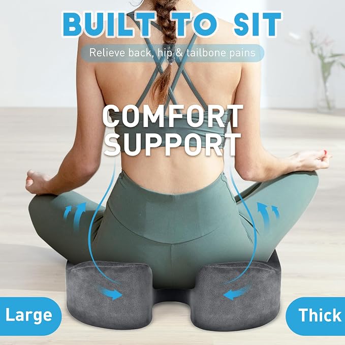 BlissTrends Extra Thick Seat Cushion for Office Chair & Car Seat, LightGrey | XX-Large Tailbone & Sciatica Relief, Ergonomic Support, High-Density Memory Foam, Comfort for Extended Sitting - Image 6