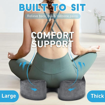 BlissTrends Extra Thick Seat Cushion for Office Chair & Car Seat, LightGrey | XX-Large Tailbone & Sciatica Relief, Ergonomic Support, High-Density Memory Foam, Comfort for Extended Sitting - Image 6