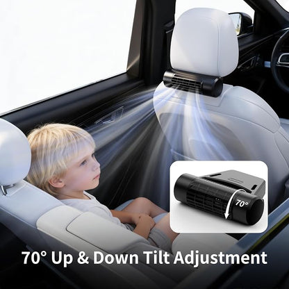 Socool 10000mAh Portable Car Fan Rechargeable Battery Powered, 4-Speed Car Seat Fans for Baby Kids Backseat Cooling, Mini Rear Headrest Neck Fan 70° Tilt Adjustment for RV Truck Van Travel - Image 5
