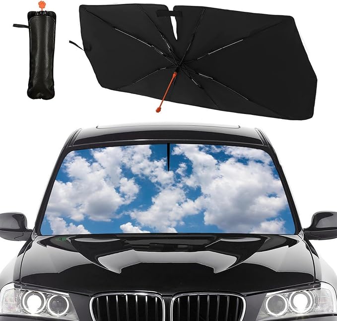 Blue Sky Clouds Car Windshield Sunshade Umbrella Car Foldable Umbrella Sunshade for Front Window UV Reflector Auto Windshield Umbrella Sun Shades Cover for Most Vehicles 57'' X 30'' by Socira