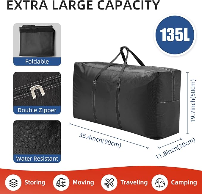 Extra Large travel duffel bag with Strong Handles, Waterproof duffel bag, Durable Zippers, Extra Large Storage Totes for Space Saving and Moving Supplies - Image 3