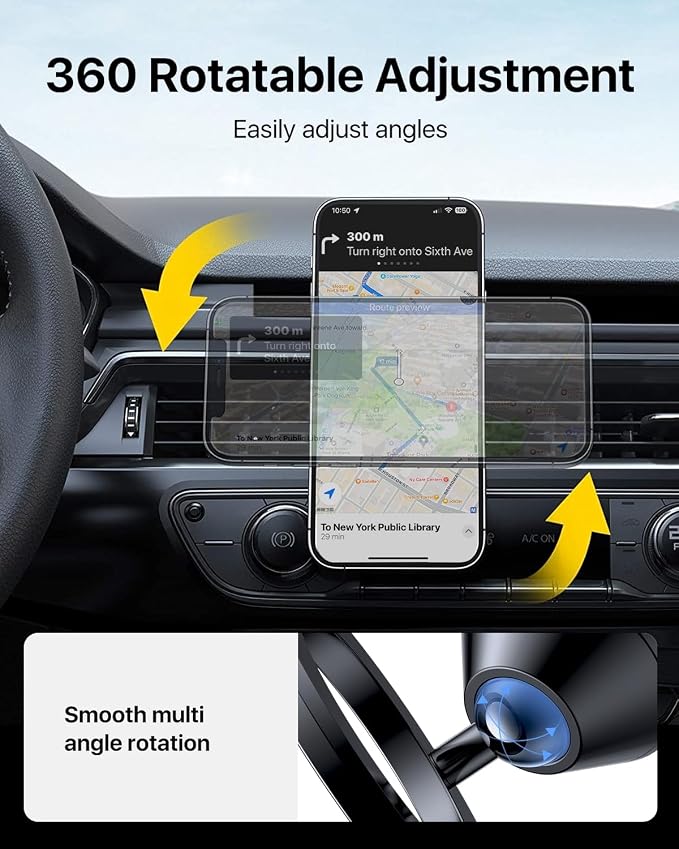 andobil for MagSafe Car Mount Vent, 20xN55 Strongest Magnet ＆ All Metal | Upgraded Metal Clip, Compact Magnetic Phone Holder, 1s Install, 360 Rotatable, Fits 99% Vent, for iPhone 17 - 12 Pro Max Mini - Image 5