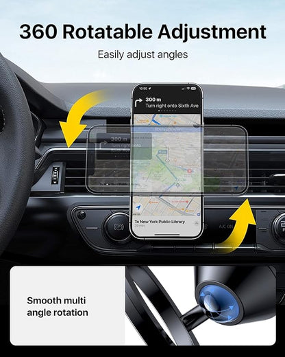 andobil for MagSafe Car Mount Vent, 20xN55 Strongest Magnet ＆ All Metal | Upgraded Metal Clip, Compact Magnetic Phone Holder, 1s Install, 360 Rotatable, Fits 99% Vent, for iPhone 17 - 12 Pro Max Mini - Image 5