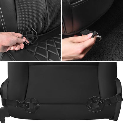 CAR PASS 1 Pack Leather Front Car Seat Cover, Bottom Seat Cover Full Wrapped with Storage Pocket, Anti-Slip Leather Seat Protector,Waterproof Seat Cushion Pad Universal Fit Sedan SUV Truck, Black - Image 5