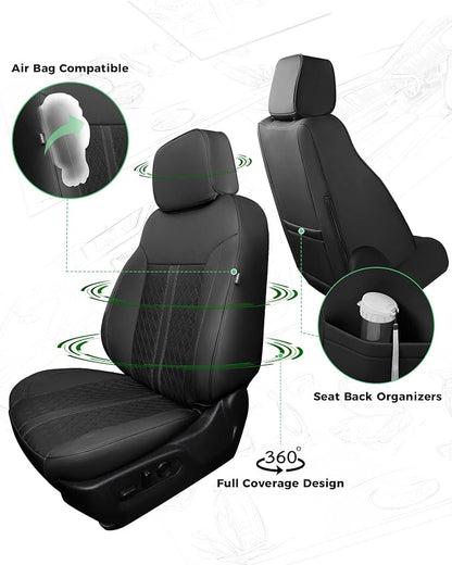 RIDEPOSH Custom Fit Seat Covers for Silverado/Sierra 1500 2019-2026 CrewCab | Fits 2500/3500HD 2020-2026, no Rear Armrest/Seatback Storage, Faux leather, Protective, Scratch-resistant, Easy-clean - Image 3