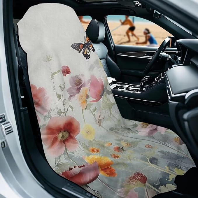 SEANATIVE Floral Butterfly Multi-Purpose Car Drying Towels - Absorber Towel for Car Wash & Gym Enthusiasts Automotive Seat Covers - Sweat Towels for Yoga & Hot Weather Driving - Image 2
