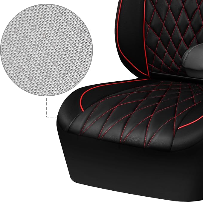 CAR PASS Piping Luxury PU Leather Two Front Car Seat Covers, Waterproof Anti Slip Seat Covers Compatible with Front Seat Armrests,Universal Fit for Suvs,Vans,Trucks,Airbag Compatible(Black and Red) - Image 8
