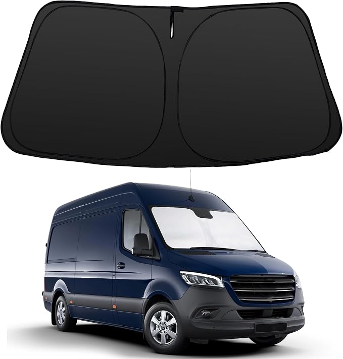 Windshield Sun Shade for 2007-2024 2025 Sprinter | Foldable, Full covered for windshield, Block UV Rays, Heat Reduction, Easy to install, Keeps Car Cooler by YYCKE