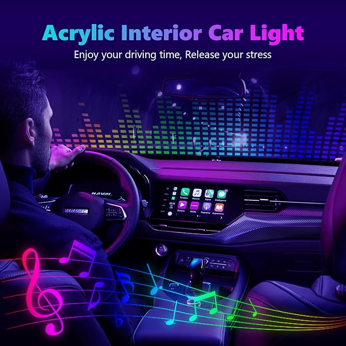 Acrylic Interior Car LED Strip Light, Car Neon Light with APP Control,16 Million Dreamcolor Sound Activated Car Accessories Car Ambient Light Kit with RGB 18 in 1 and 213 Modes 175 inches 593 LED - Image 7