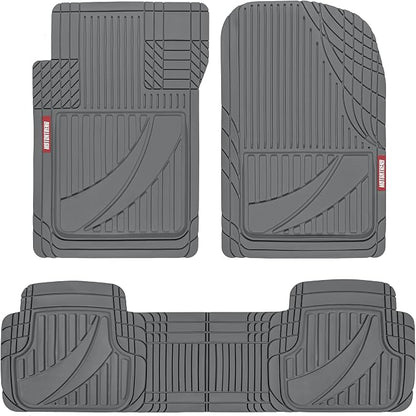 Motor Trend FlexTough™ Advanced Gray Rubber Car Floor Mats – Heavy Duty Trim to Fit All Weather Floor Mats for Cars Truck SUV - Automotive Car Interior Floor Liner Protection - Universal Fit by MotorTrend