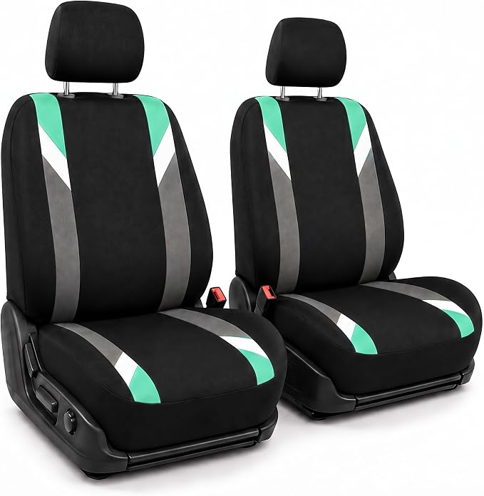 FH Group Front Set Cloth Car Seat Covers for Low Back Car Seats with Removable Headrest, Universal Fit, Airbag Compatible, Seat Cover for SUV, Sedan, Van, Mint by FHGroup