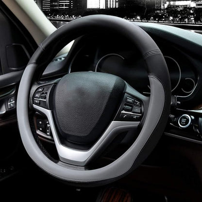Microfiber Leather Steering Wheel Covers Universal 15 inch (Gray) - Image 2
