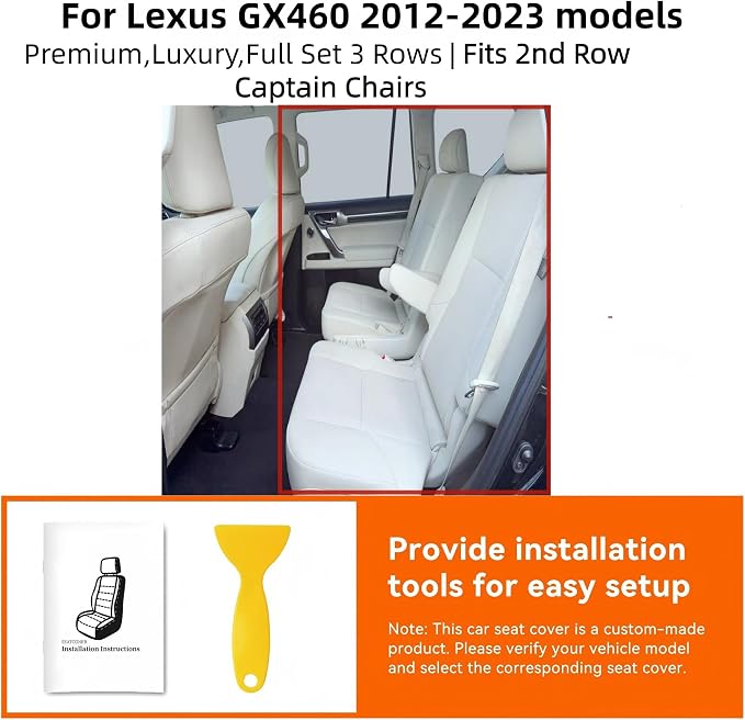 Ranaya Custom Fit Lexus Seat Covers for Lexus GX460 2012–2023 | for Base,Premium,Luxury,6-Passenger Full Set,(2nd Row Captain Chairs),Waterproof Leatherette, Pet & Kid Friendly,Brown - Image 4