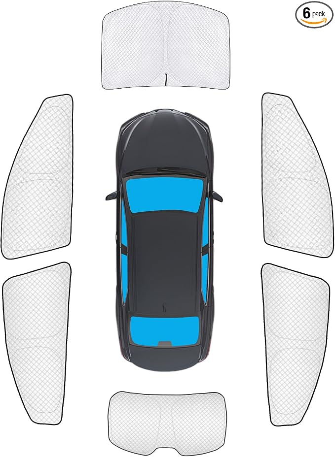 KMF 6pcs Thicken Sun Shades for Toyota Corolla 2020-2025 2026 Accessories (Not Corolla Cross), Full Car Window Covers for Windshield Side Rear, UV Block and Privacy Blackout for Camping by KMF