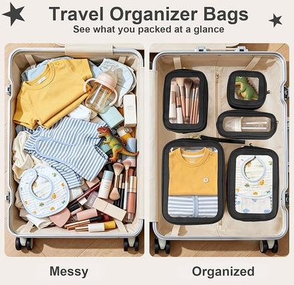 5PCS Clear Makeup Bags with Handles, TSA Approved Toiletry Bags, Diaper Bag Organizer Pouch, TPU Car Storage Organizer with Zippers, Waterproof Travel Organizer Bag for Women - Image 9