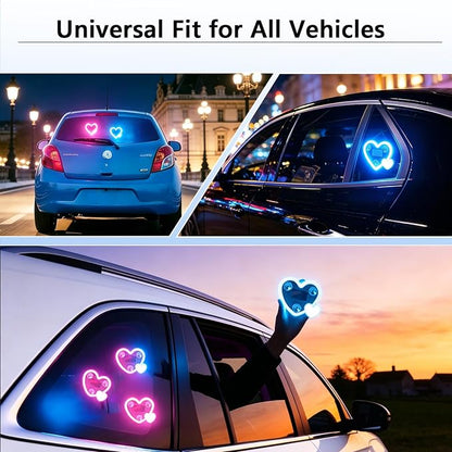 Solar Powered Heart Light for Car (2pc Pink) | 2pcs Led wireless lamp with 6 modes vibration sensor, auto light activation, romantic gift for couples interior decor - Image 4
