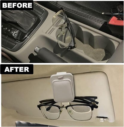 2 Pack Magnetic Leather Car Sunglass Holder, Beige | Leather Glasses Eyeglass Hanger Clip for Car, Sunglass Clip Glasses Holder for Car Visor - Image 7