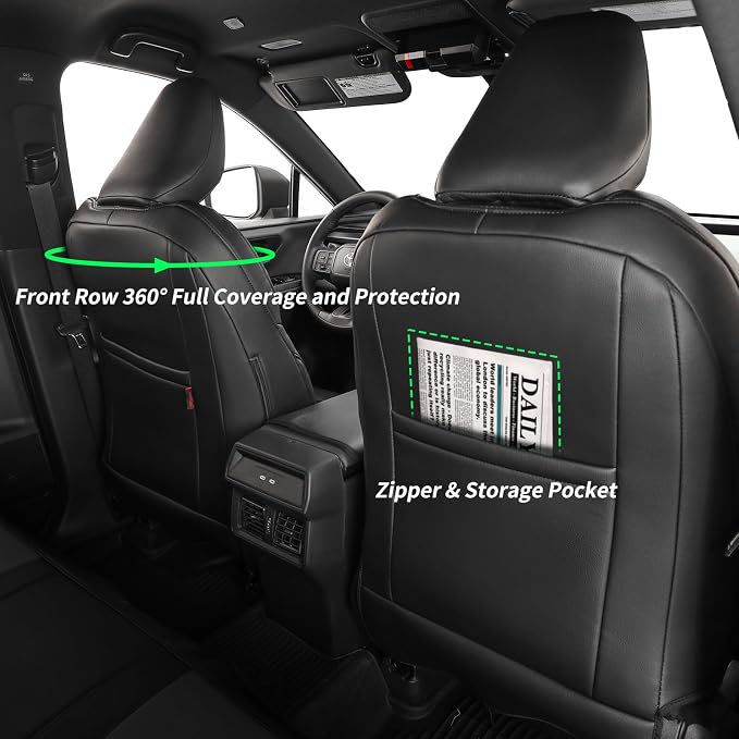Faux Leather Seat Covers for 2022-2026 Toyota Corolla Cross Hybrid | Full Set Suv Seat Cushion for Corolla Cross L/XLE/LE,Luxury Waterproof Car Seat Protector,Factory Look,Black-Carbon - Image 5
