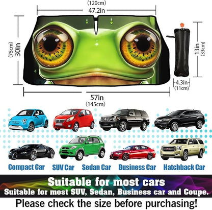 Frog Eye Car Windshield Sun Shade Umbrella Automotive Windshield Sunshade Foldable Front Car Accessories Interior Decor to Keep Vehicle Cool for Most Vehicles 57'' X 30'' - Image 2
