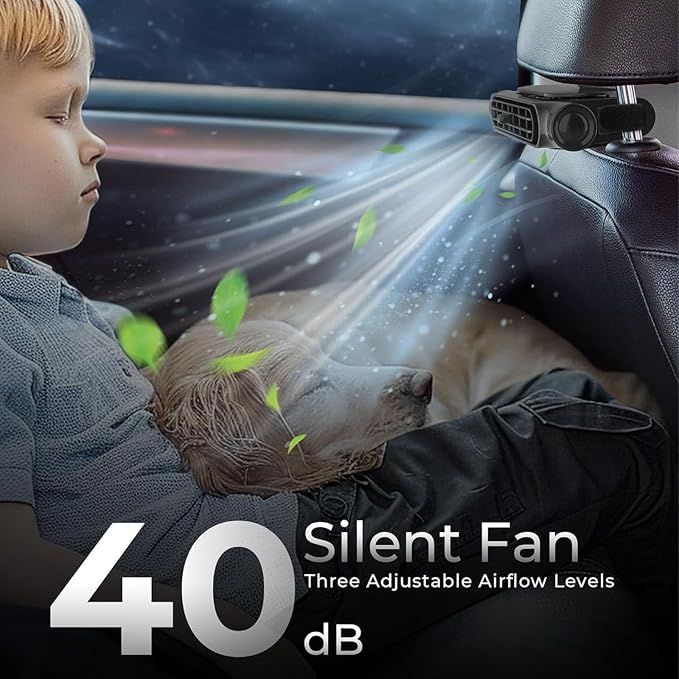 Car Seat Fan, Car Fans for Backseat for Kids, Mini Portable Battery Operated Back Seat Baby Quiet Headrest Neck Cooling Fan with 3 Adjustable Wind Speeds for All Cars Vehicle Jeep Van Rv Truck(BLACK) - Image 6