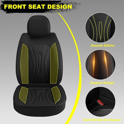 Car Seat Covers for Infiniti Q70 2014-2019 Full Set Faux Leather | Waterproof Breathable Scratch Resistant 360° Wrap Airbag Compatible Easy Clean（5 Seats,Black) - Image 7