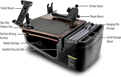 AutoExec AE-GMCD-PM-PS-TAB-21M GripMaster Car Desk for Your Vehicle Workstation and Mobile Office, Mahogany with Phone Mount, Printer Stand and Tablet Mount | Phone Mount, Printer Stand, Tablet Mount, Vehicle Workstation, Mobile Office - Image 3
