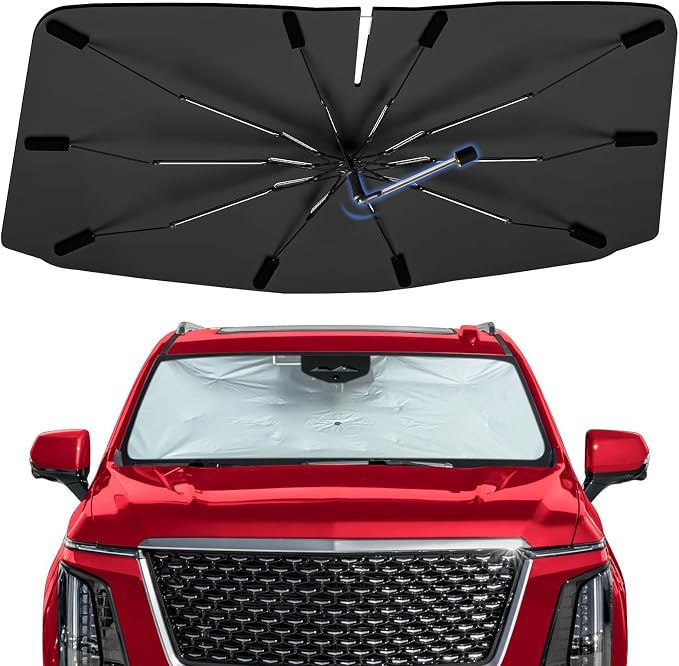 Windshield Sun Shade Umbrella for Cadillac Escalade 2021-2026 Front Window | Foldable Car Sunshade, 360 Rotation Automotive Interior UV Protection for Outdoor Parking, Keep Car Cool by Bocvam