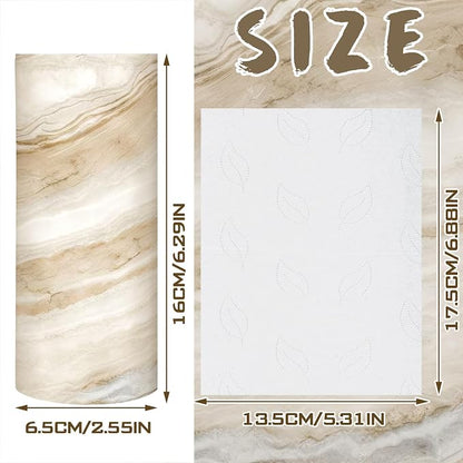 Geyoga 4 Pack Car Tissue Holder Marble Print Car Tissues Cylinder, Brown | Round Paper Boxes with 50 Facial Paper Towel, Per Box for Brown Refill Round Container for Home Office Travel Gift - Image 2