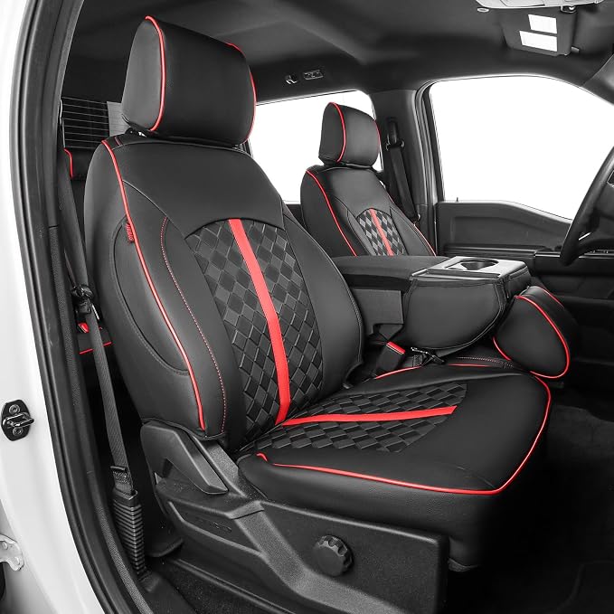 F150 Lariat Seat Covers 2021-2026 SuperCrew Custom Fit | Fits 2021-2026 Ford F150 Lariat SuperCrew, 2023-2026 F250/F350/F450 CrewCab & 2022-2025 F150 Lightning Lariat, Faux Leather by Custaura