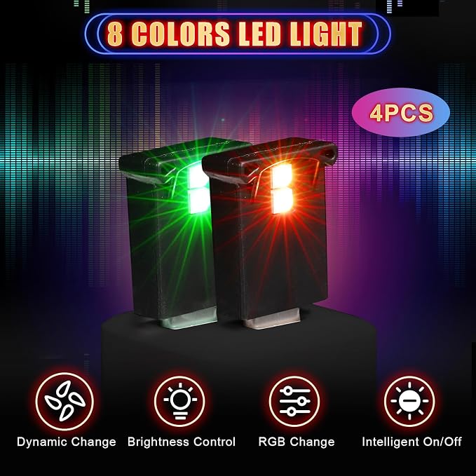Frienda 4 Pieces Mini USB LED Light, Car LED Interior Lighting 5v Smart USB Atmosphere Light, Laptop Keyboard Office Decoration Night Lamp, Adjustable Brightness, 8 Colors (Type C) - Image 2