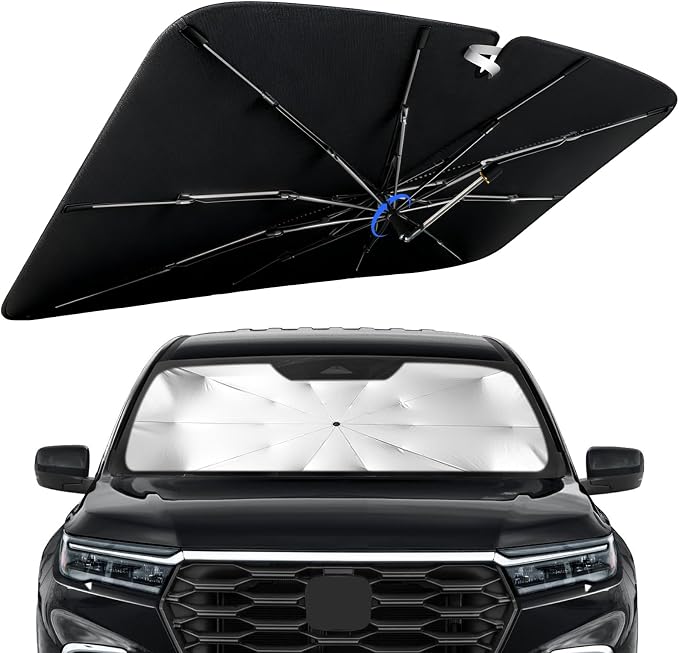 Windshield Sun Shade for Honda Pilot 2016-2026 with 360° Rotating Shaft | Custom Fit Umbrella Sunshade for UV Blocking, Interior Heat Protection, Easy Storage, UPF 50+ Cool Windshield Cover by Lonyaqui