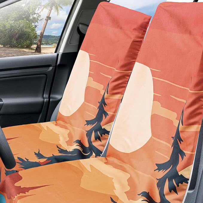 Hahafelt 1 Pack Car Seat Towel Cover with Storage Bag, Sunset Style | 63 x 32 in Car Towel Seat Cover Non Slip Waterproof, Gym Workout Swimming Running, Machine Washable Sweat Absorbent Protector - Image 5