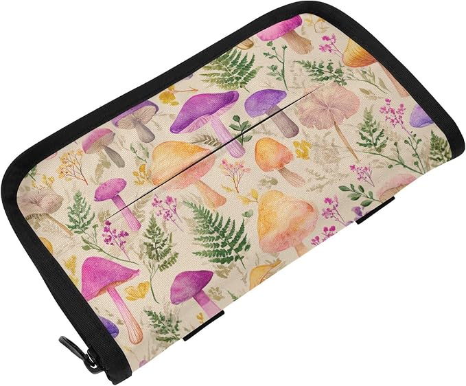 Car Tissue Holder Car Napkin Holder Car Tissue Box Dispenser Storage Case Sun Visor Mask Holder with Adjustable Straps Reusable Refillable Mushroom Colorful Pattern by Unknown