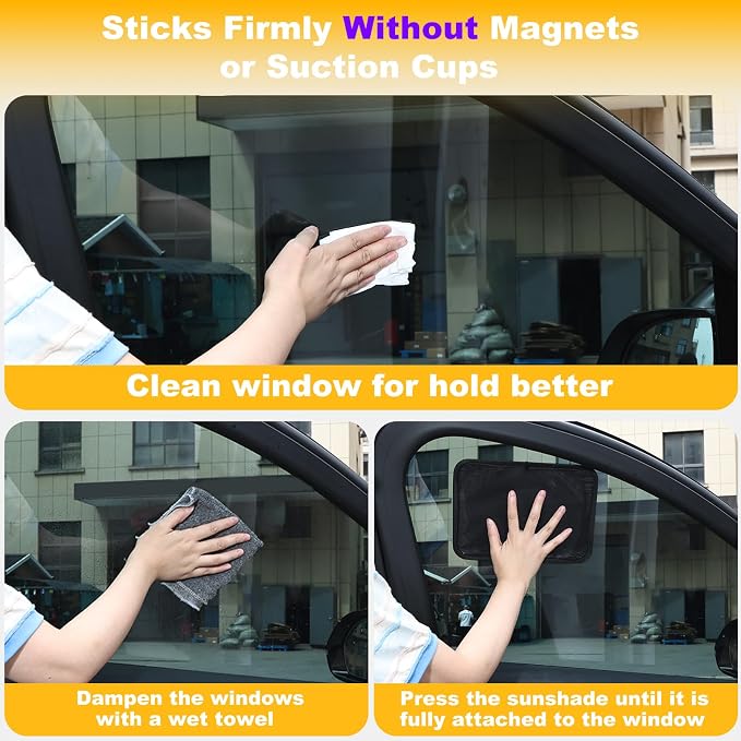 XCBYT Static Cling Car Window Sahdes for Driver Side Window, 2-Pack | Block glare from different angles at any time. Clean the glass before to ensure a secure bond. See-through view - Image 6