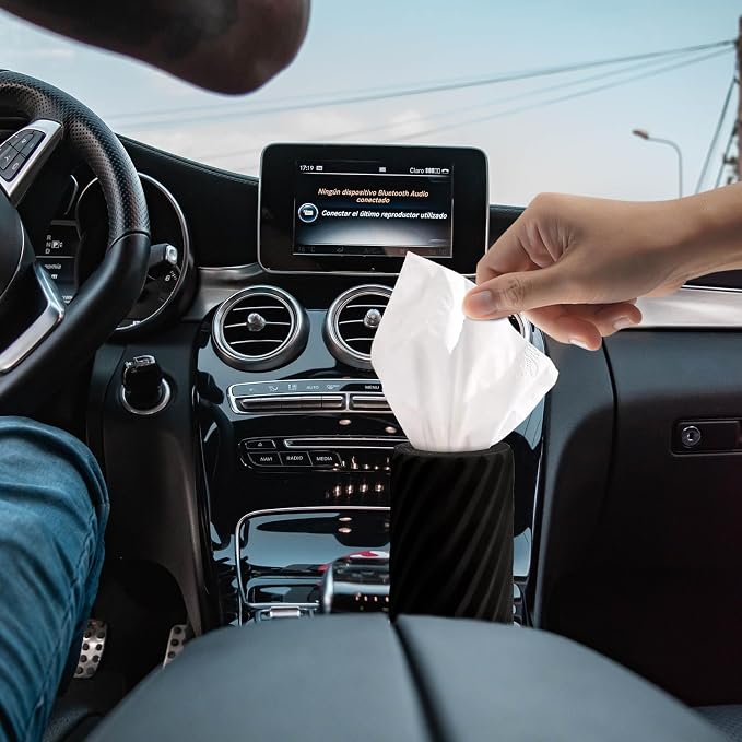 Car Cup Holder Tissue with 3 Pack Facial Tissues, Car Tissues Cylinder, Refillable Round Travel Tissue Tube for Vehicle, Office, Home Use (Black) - Image 9