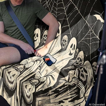 Ghost Pumpkin Spider Web Bat Print Back Seat Towel Seat Cover for Cars Halloween Decor Universal Fit for Cars SUVs Vans Trucks, Rear Seats for Gym Workouts, Dogs and Outdoor Activities - Image 4
