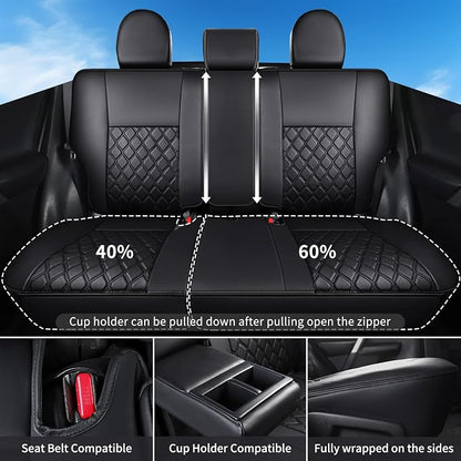 Huidasource Car Seat Covers Fit for Toyota RAV4, Full Coverage Waterproof Leather Seat Cushion Covers Full Set Fit for 2013-2018 Toyota Rav4 XLE LE XLE Premium Limited (Not for Hybrid, Black) - Image 2