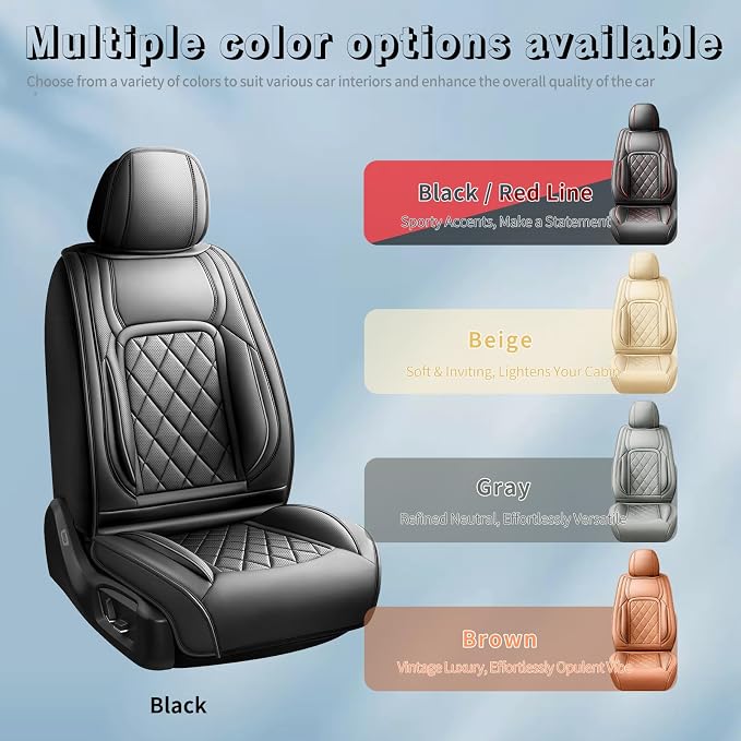 Fit RAV4 Premium Leather Car Seat Covers for Toyota RAV4 2007-2025 2026 - Waterproof，Breathable，All-Weather Seat Cushion Protecto & Airbag Compatible, Full Set Black - Image 5