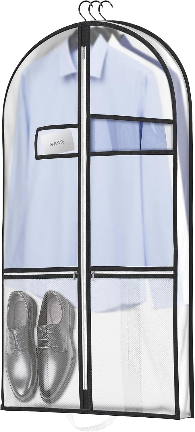 Lazebox 43" Travel Garment Bag with Accessories Zipper Pocket, Heavy Duty Suit Bag for Suits, Tuxedos, Dresses, Coats by Lazebox