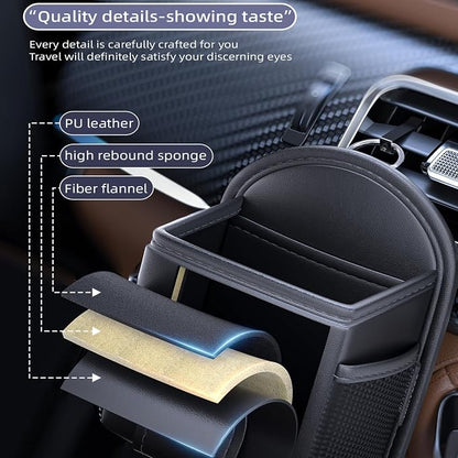 Car Air Vent Storage Bag Organizer Pocket, Sunglass Holder Car Mount Phone Holder Coin Key Card Case Organizer with Clip, Car Air Vent Phone Holder Coin Key Card Case Organizer. (Black) - Image 4
