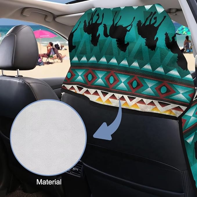 SEANATIVE Car Seat Cover Car Towel - Washable Sweat Protector for Workout, Sports Towel Cushion Cover, Women Men Dogs' Universal Seat Covers for Cars Trucks SUV, Aztec Tribal Horse Print - Image 6