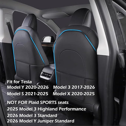 TOPABYTE Seat Back Kick Protector for Tesla Model Y Model 3 Model S Model X | Scratchproof Leather Backseat Mats for Kids & Pets Wear-Resistant Back Seat Cover with Extra Organizer Pocket 2 PCS - Black - Image 2