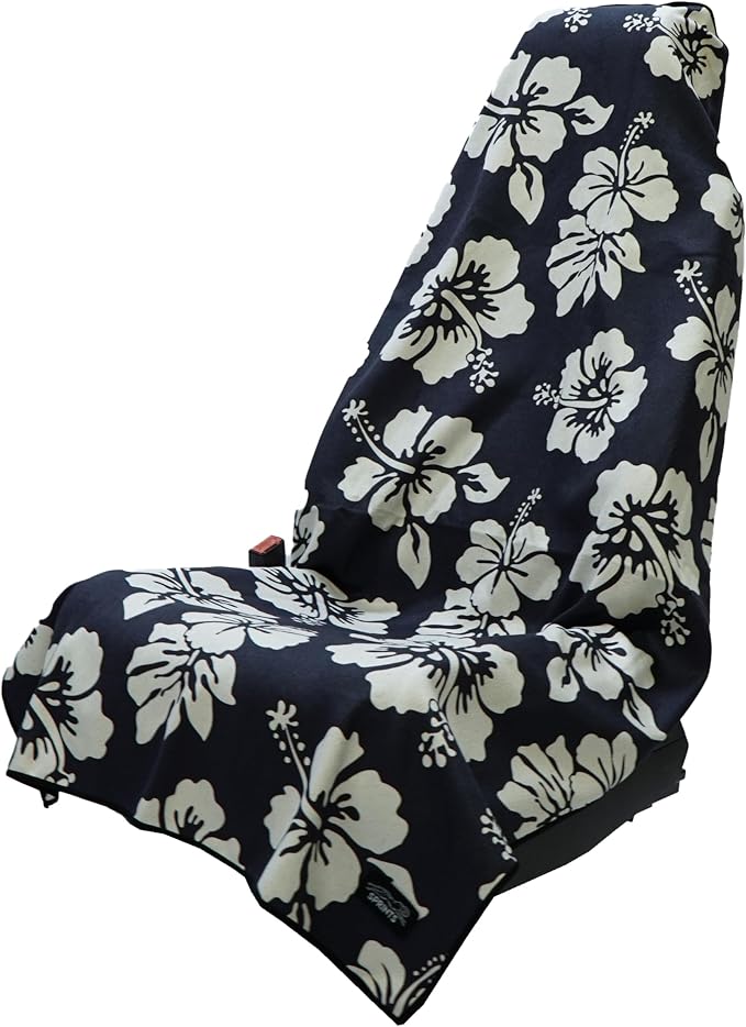 Sprints Athletic Running Towel, Full-Sized, Car Seat Cover - Performance Microfiber (Flex on the Beach - Black w/Snaps) by Sprints