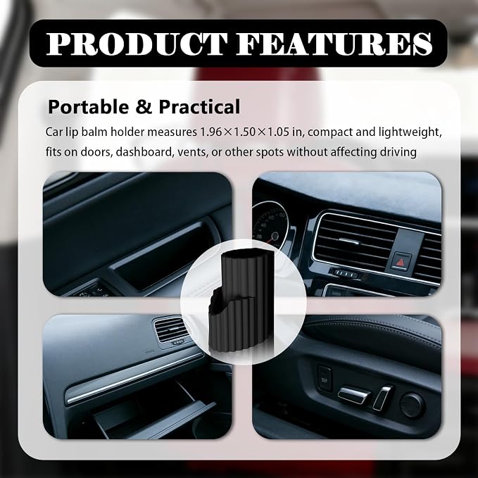 2026 Upgraded Car Chapstick Holder No Melt with Car Sunglass Holder,Silicone Stylish Chapstick Holders for Cars as Lipstick Storage,Portable Insulated Cars Lip Balm Holders - Image 7