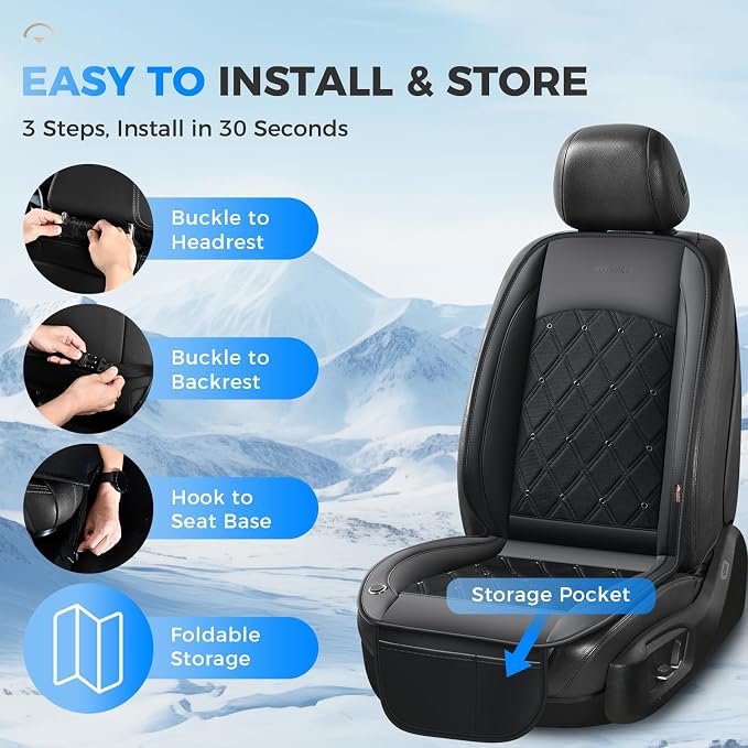 Coverado Cooling Car Seat Cover, 12V-24V Ventilated Front Seat Cushion for Car, 3-Speed Adjustable Seat Cover for Summer Driving Seat, Universal Fit for Car SUV Truck Van - Image 7