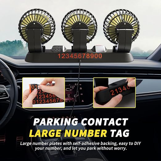 Portable 3-Head Car Cooling Fan with Cigarette Lighter Plug | Powerful Airflow Fan for Vehicles Cars Taxi and Road trips - Image 5