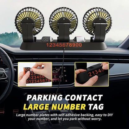 Portable 3-Head Car Cooling Fan with Cigarette Lighter Plug | Powerful Airflow Fan for Vehicles Cars Taxi and Road trips - Image 5
